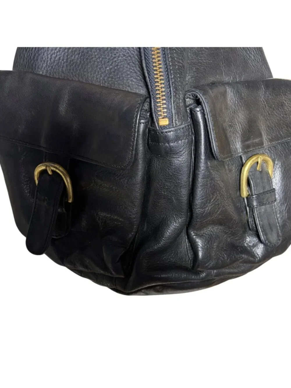 Vintage Boulder Ridge Shafmaster Leather Co Black Sling Backpack Bag Some Flaws